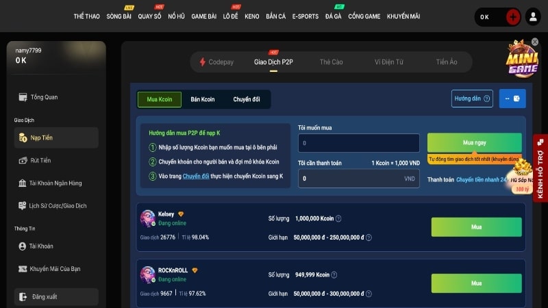 Nạp tiền NgonClub nhanh chóng